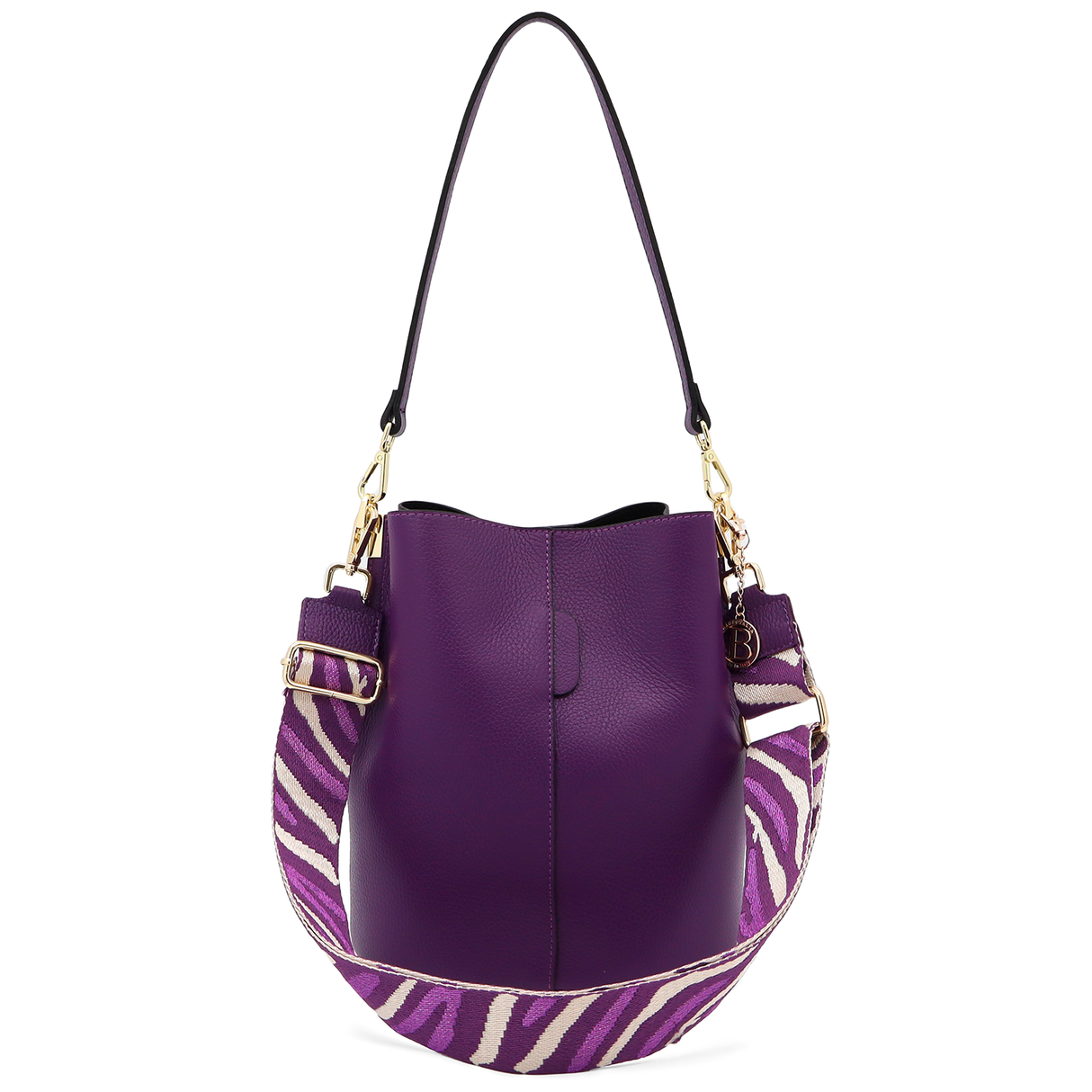 Geantă de damă din piele naturală cu 2 mânere Alba - mov