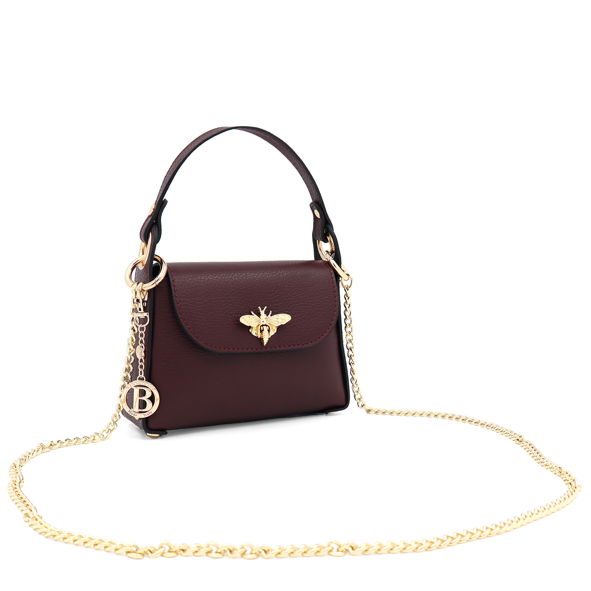 Geantă din piele naturală cu 2 mânere pentru damă Alena - bordo