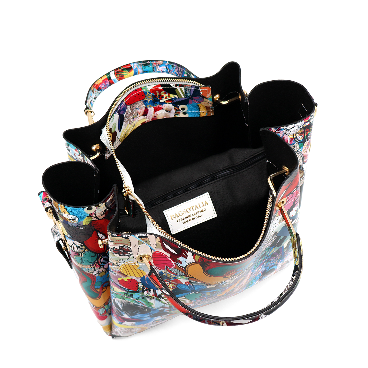 Geantă din piele naturală damă Zaza - multicolor