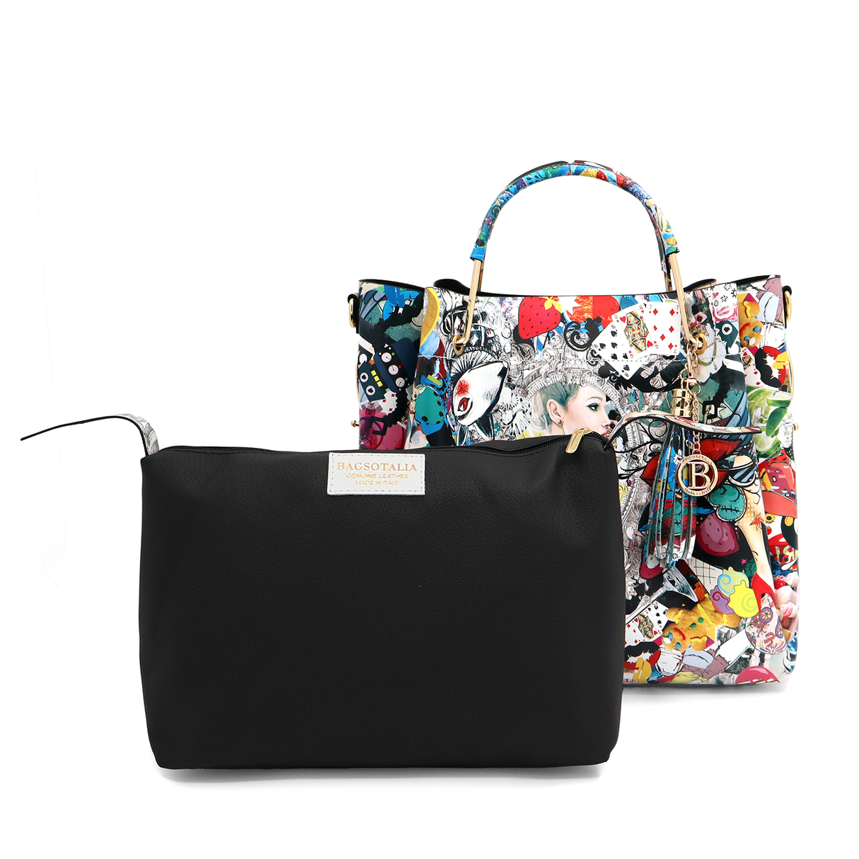 Geantă din piele naturală damă Zaza - multicolor