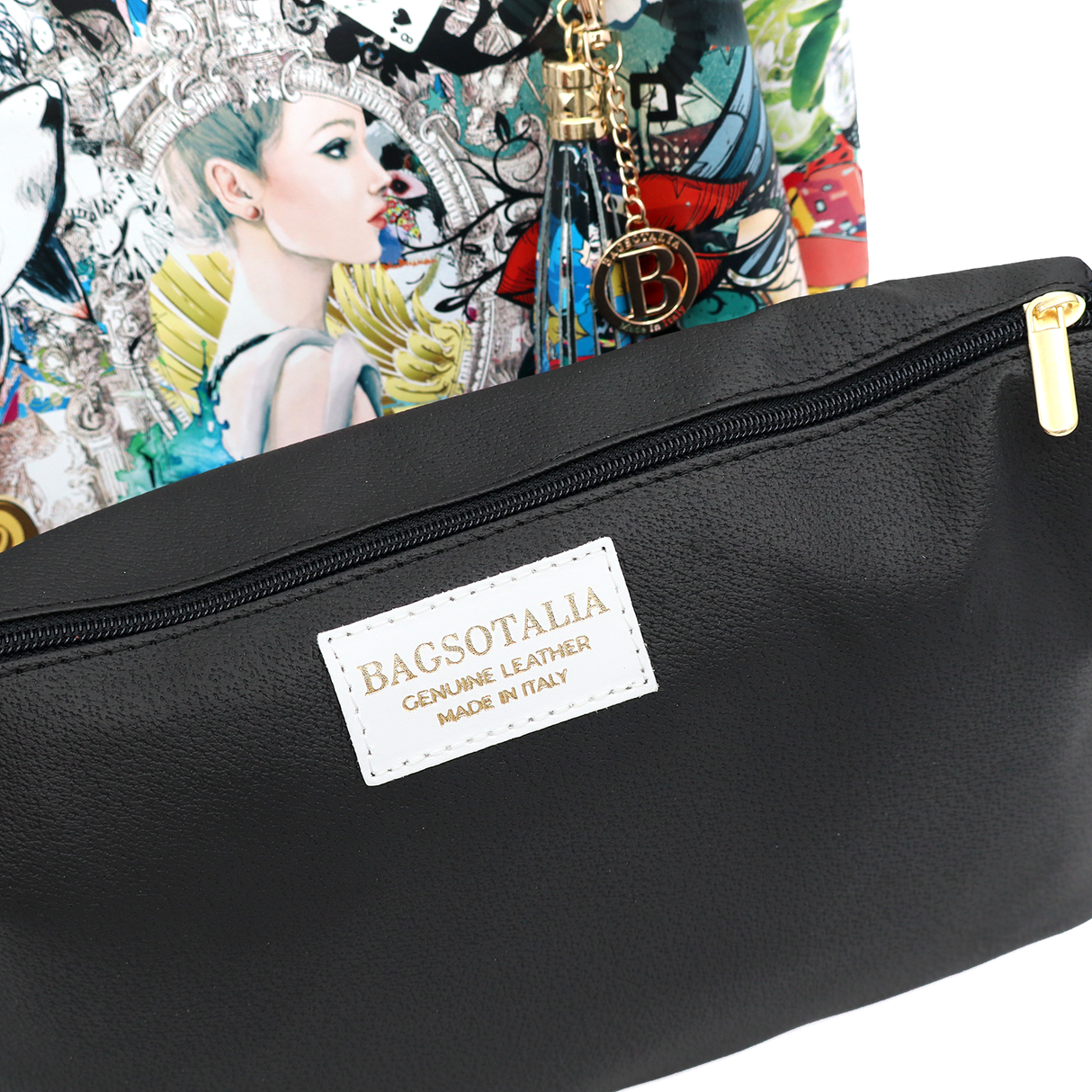 Geantă din piele naturală damă Zaza - multicolor