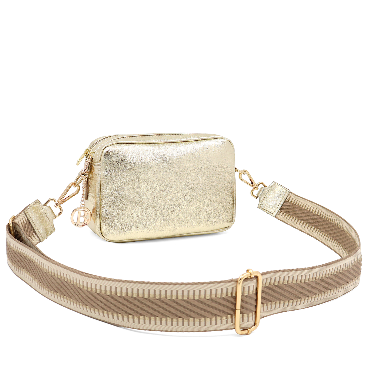 Geantă din piele naturală cu 2 mânere pentru damă Noma - auriu