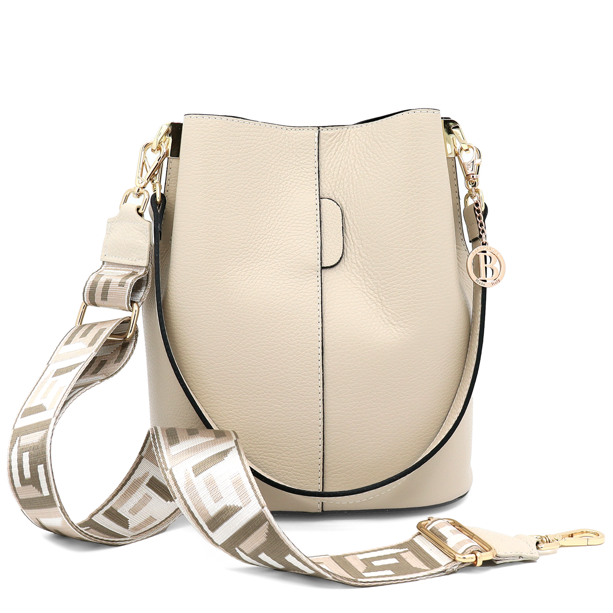 Geantă de damă din piele naturală cu 2 mânere Alba - bej