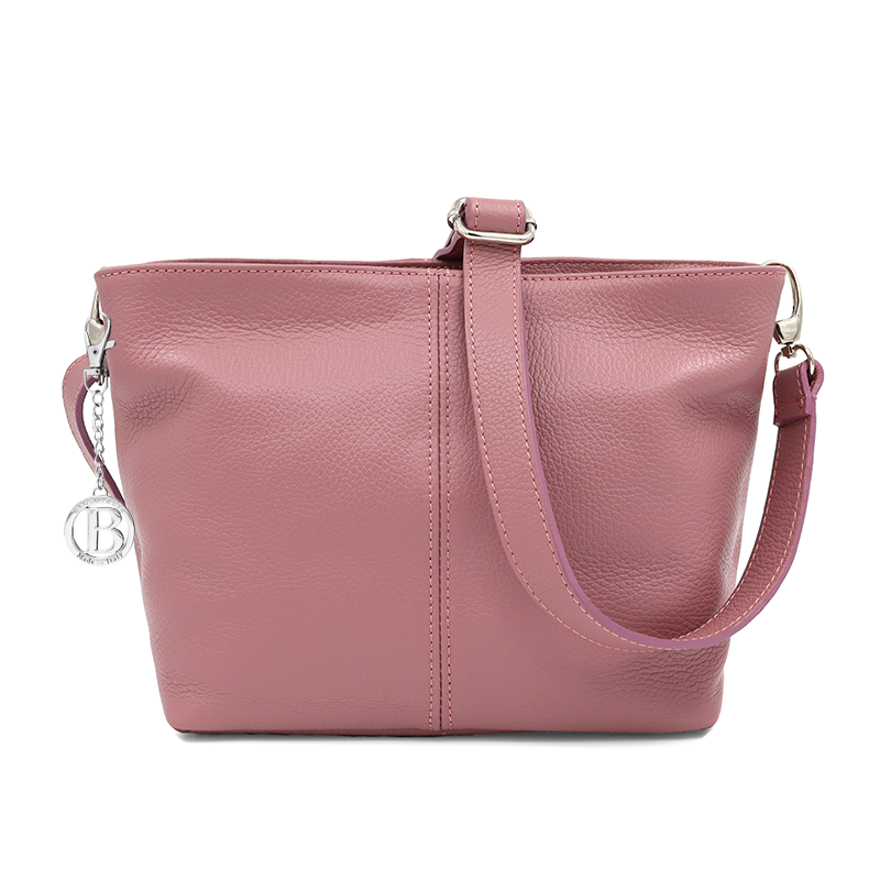 Geantă din piele naturală de umăr Kika - scrum de trandafiri