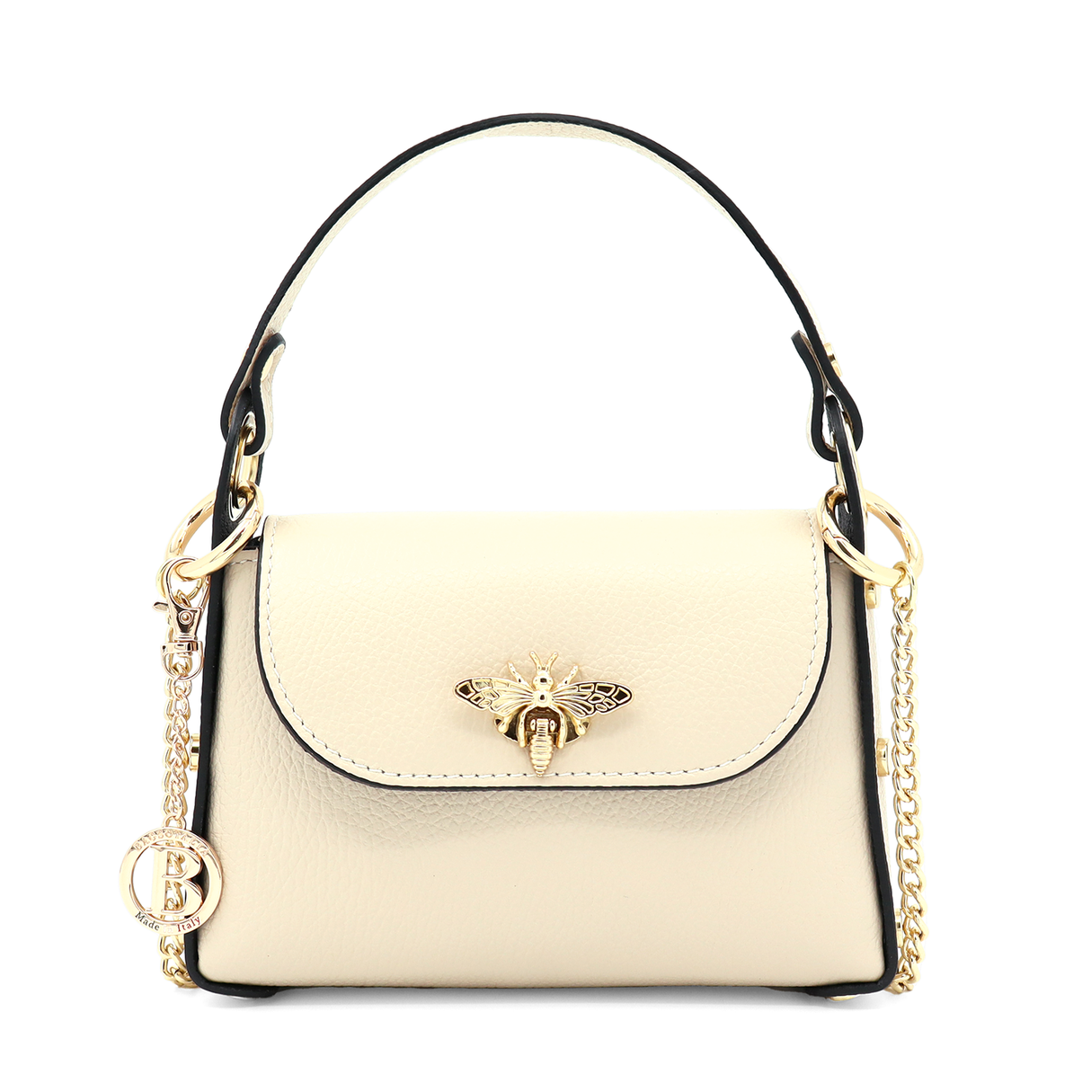 Geantă din piele naturală cu 2 mânere pentru damă Alena - bej