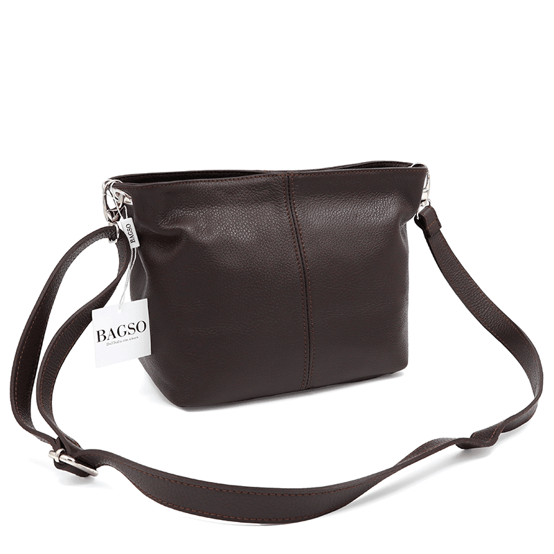 Geantă din piele naturală de umăr Kika - Maro închis