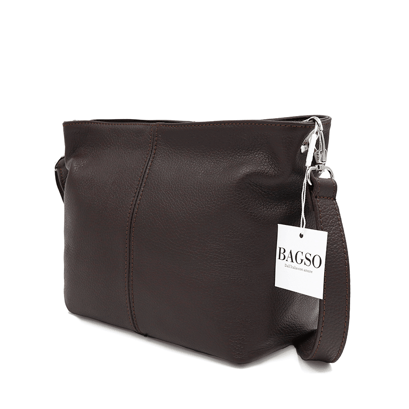 Geantă din piele naturală de umăr Kika - Maro închis