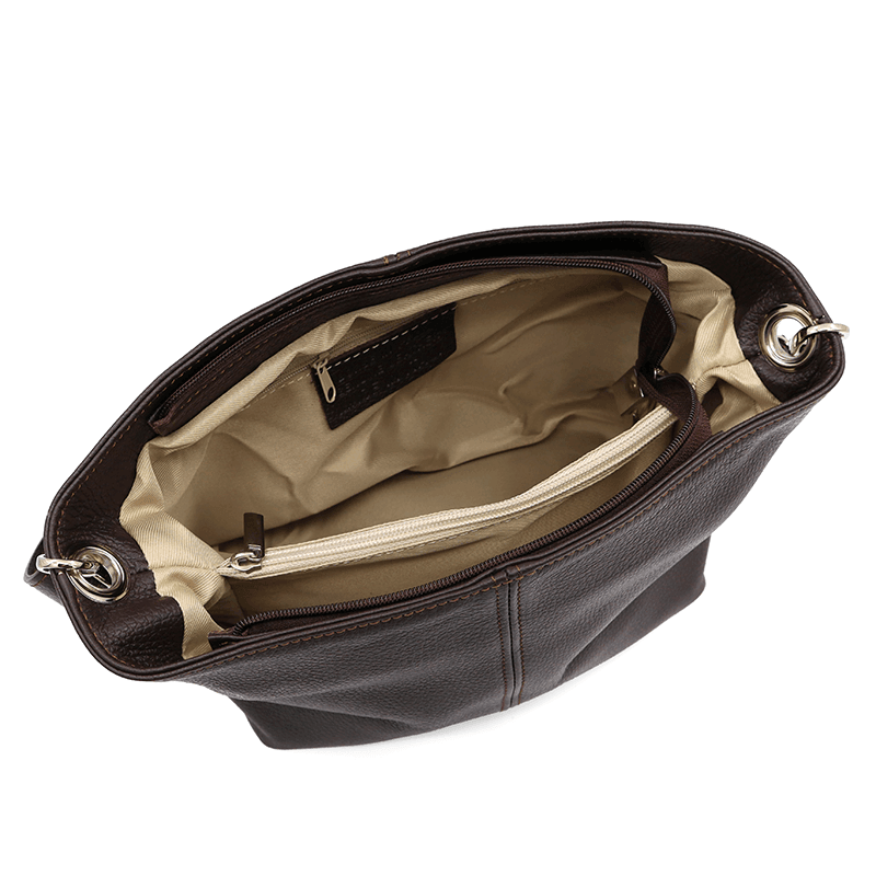 Geantă din piele naturală de umăr Kika - Maro închis