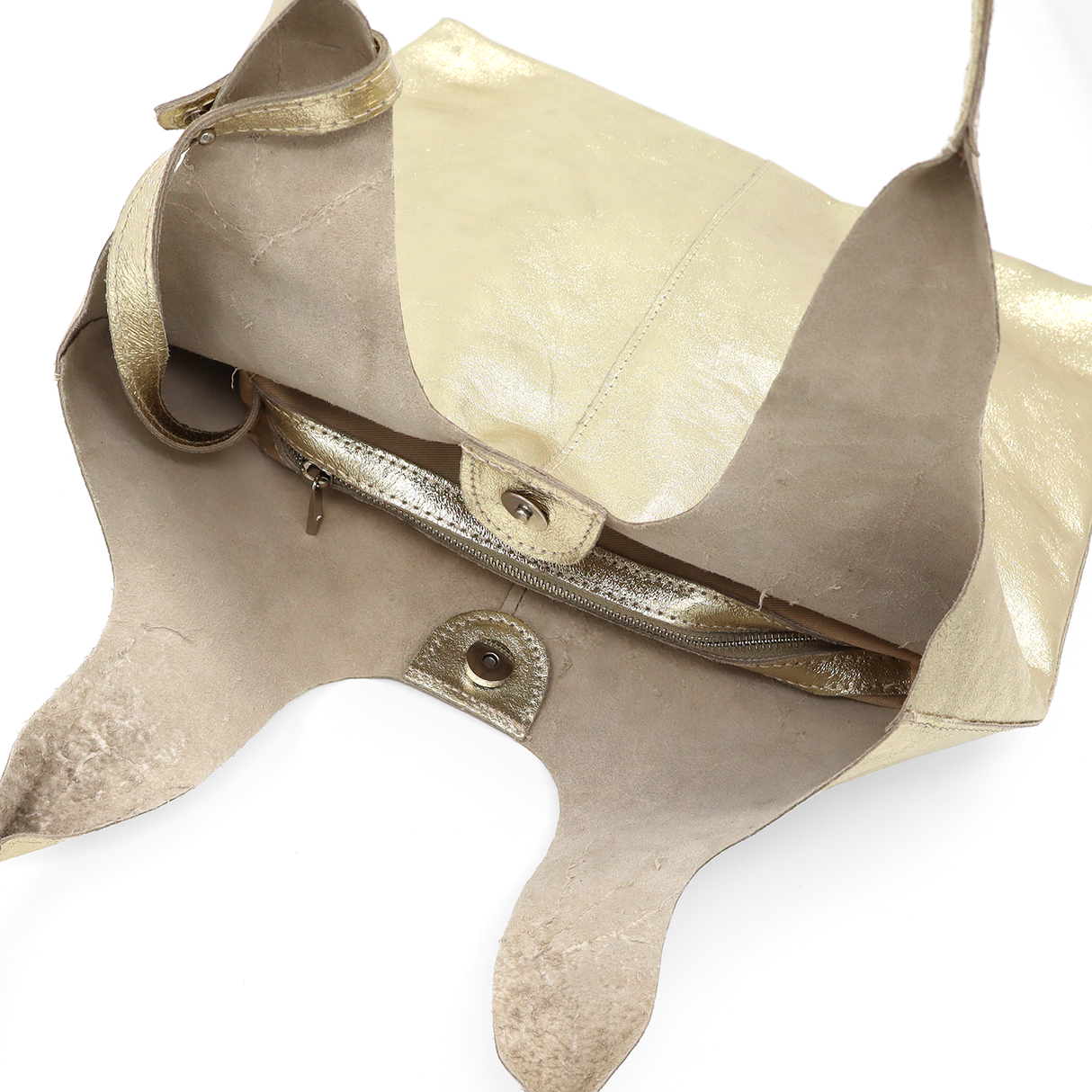 Geantă tip sac cu imprimeu din piele naturală Anelia - auriu