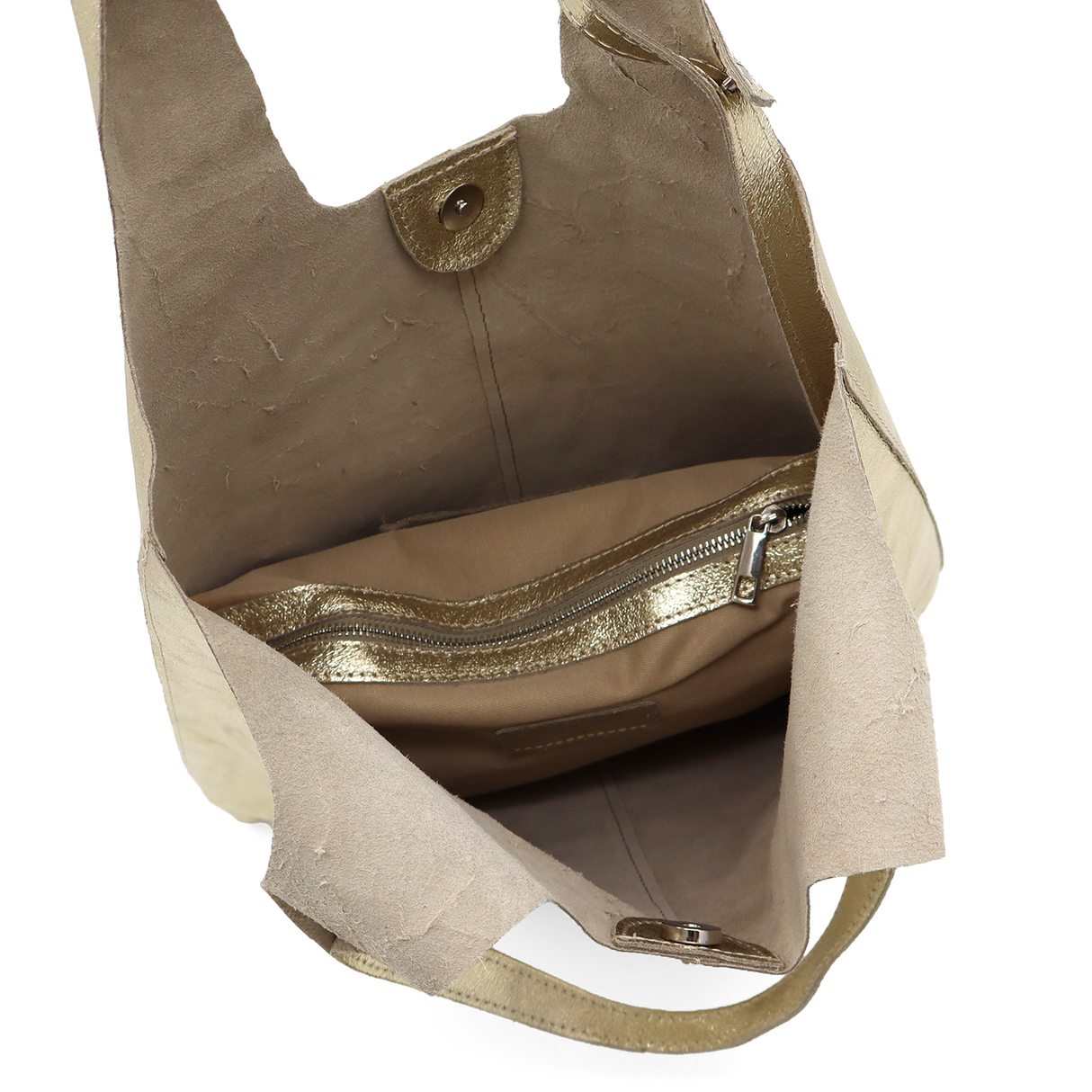 Geantă tip sac cu imprimeu din piele naturală Anelia - auriu