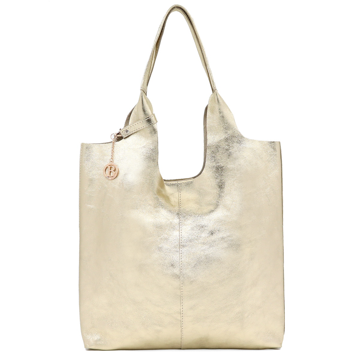 Geantă tip sac cu imprimeu din piele naturală Anelia - auriu