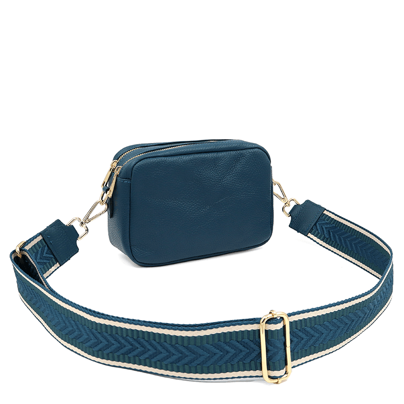 Geantă de umăr din piele naturală cu 2 mânere Noma - albastru