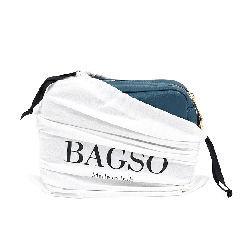 Geantă de umăr din piele naturală cu 2 mânere Noma - albastru