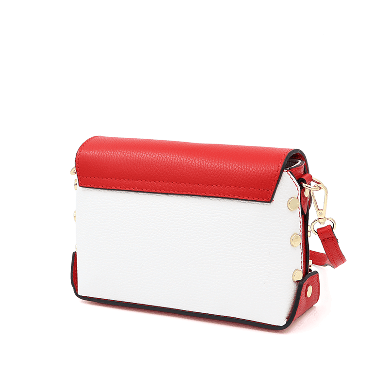 Geantă din piele naturală de umăr damă Antoanella - roșu/alb