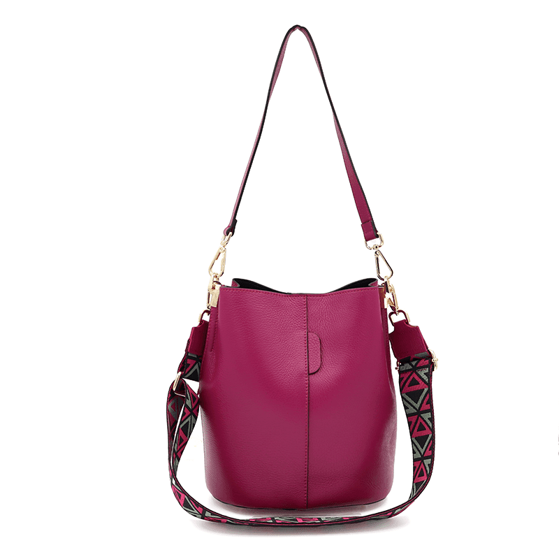 Geantă de damă din piele naturală cu 2 mânere Alba - fucsie