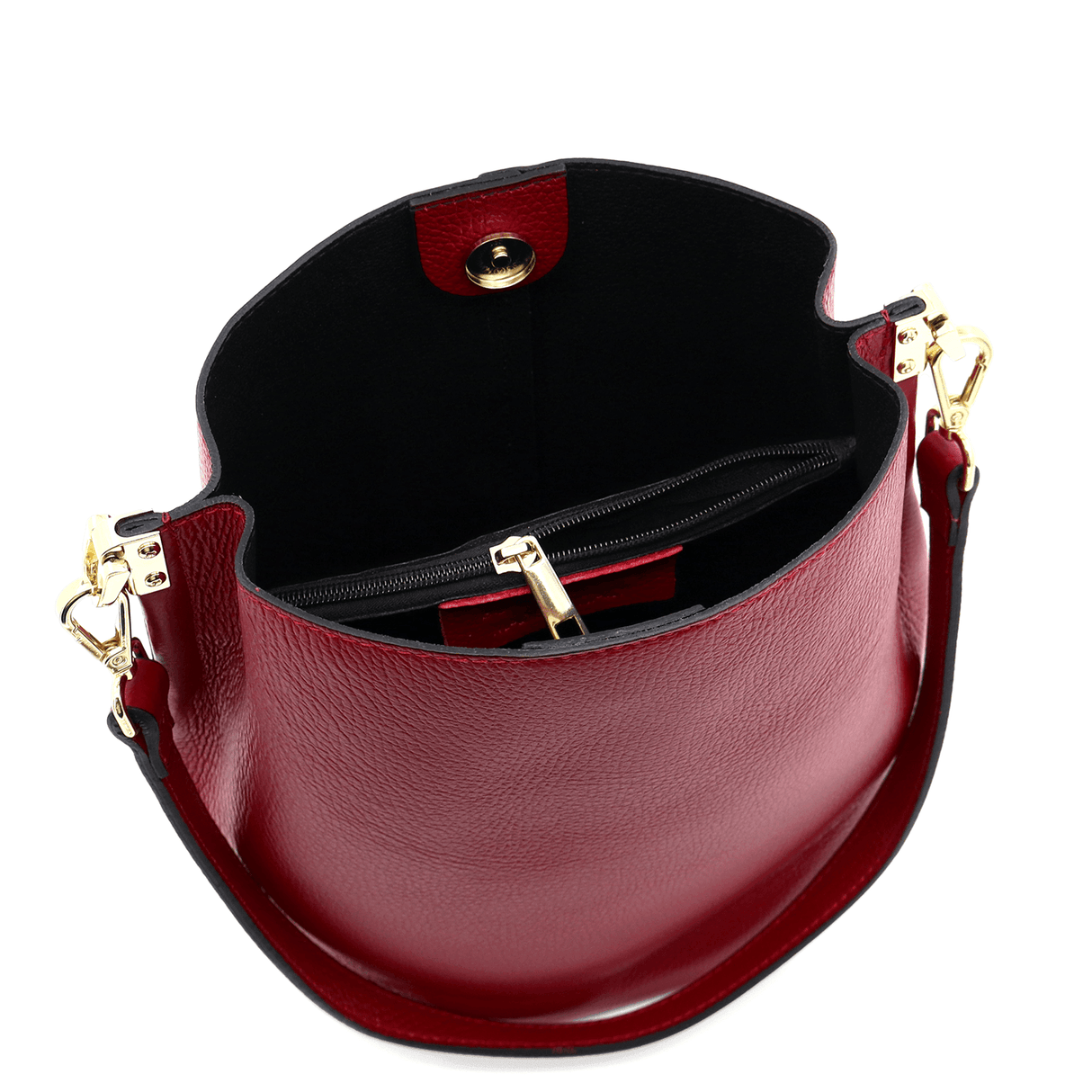 Geantă de damă din piele naturală cu 2 mânere Alba - roșu închis