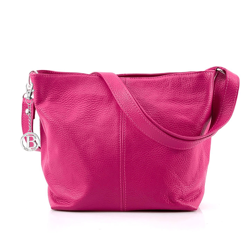 Geantă din piele naturală de umăr Kika - fucsie