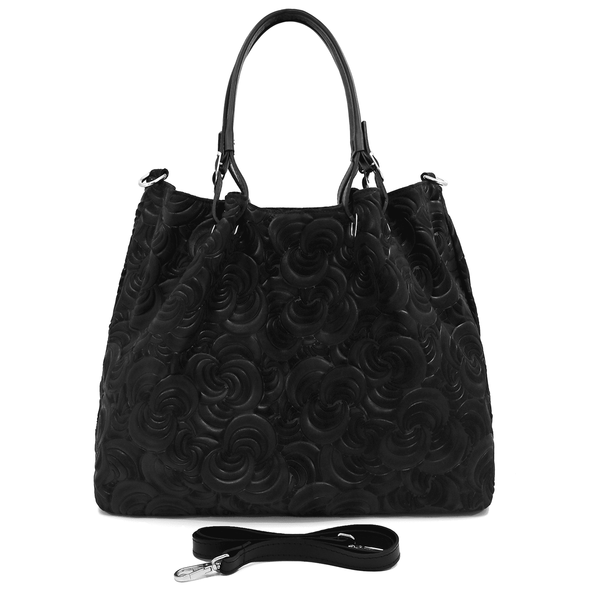 Geantă mare de damă din piele naturală - negru