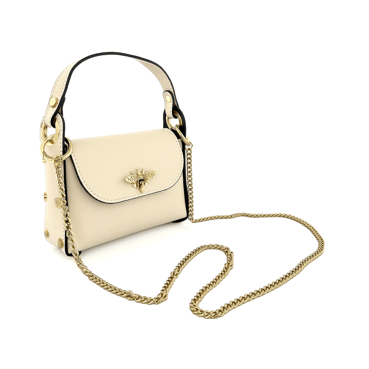 Geantă din piele naturală cu 2 mânere pentru damă Alena - bej