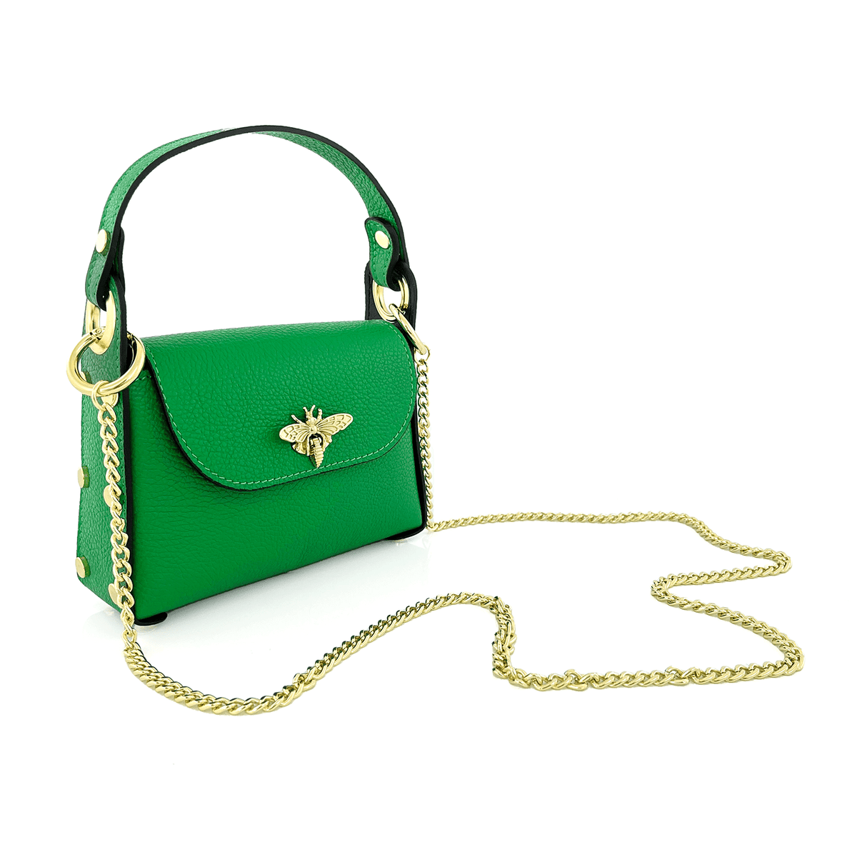 Geantă din piele naturală cu 2 mânere pentru damă Alena - verde