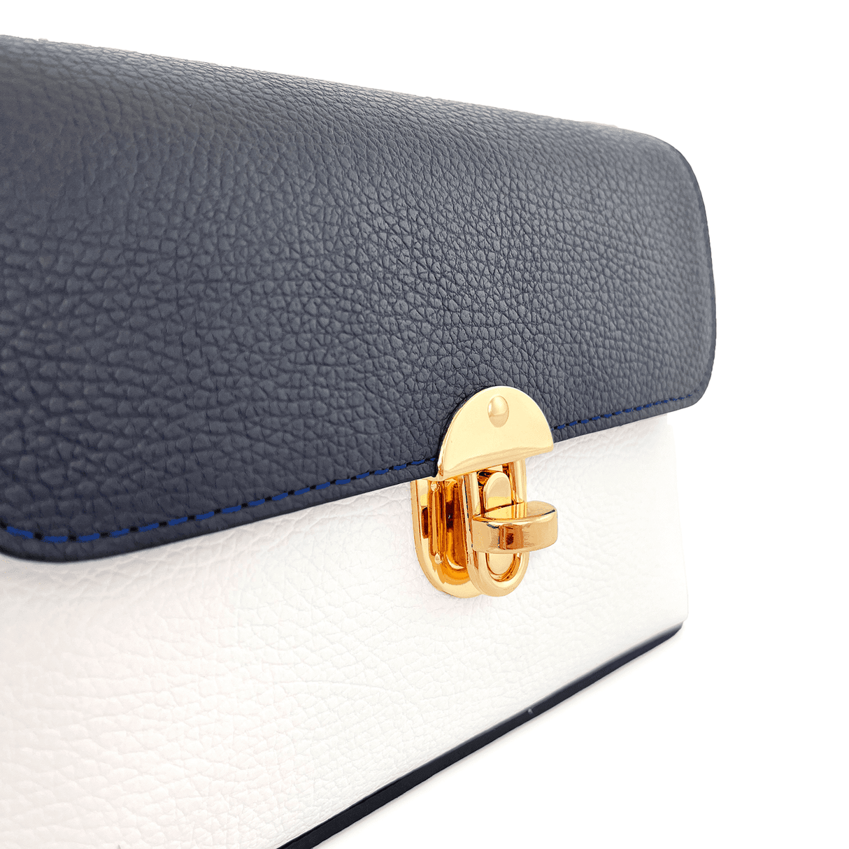 Geantă din piele naturală pentru damă Antoanella - alb/albastru