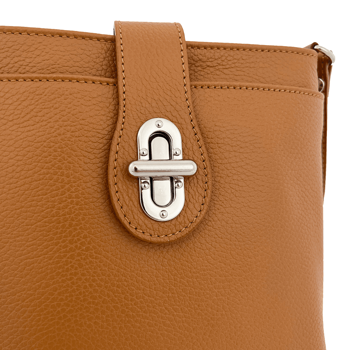 Geantă peste umăr din piele naturală Andria - maro cărămiziu