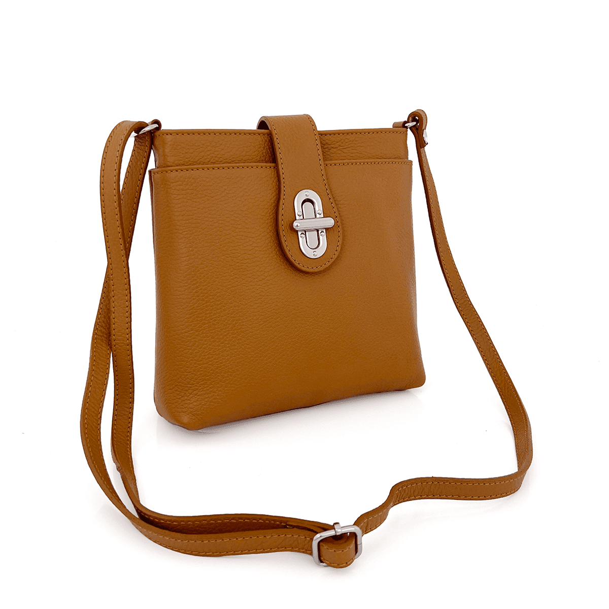 Geantă peste umăr din piele naturală Andria - maro cărămiziu