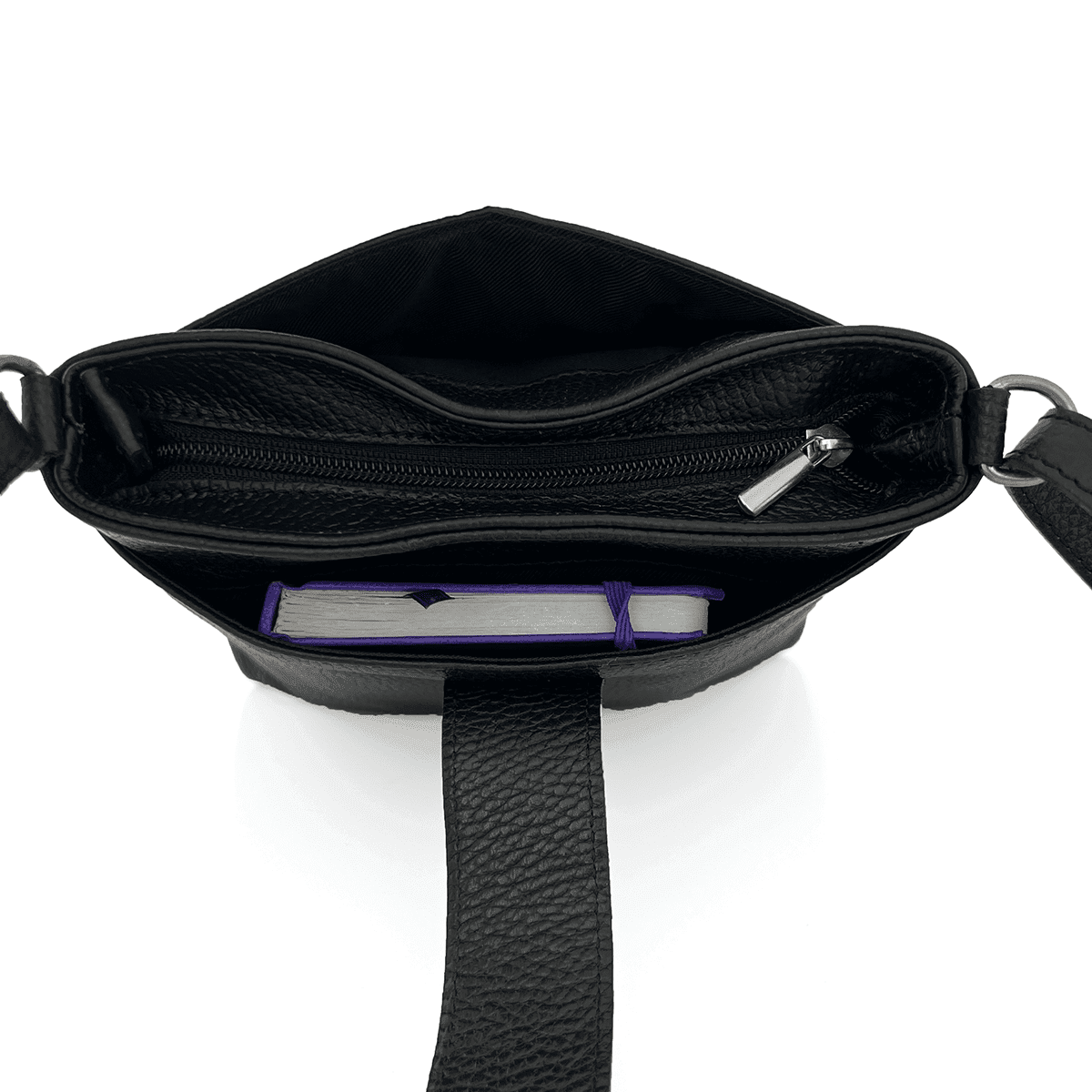 Geantă peste umăr din piele naturală Andria - negru