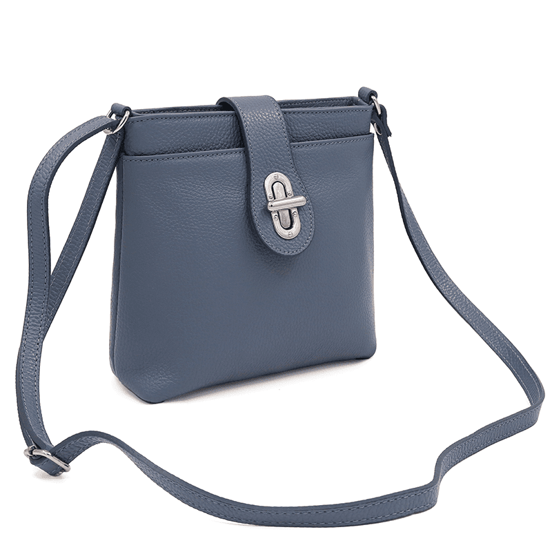 Geantă peste umăr din piele naturală Andria - albastru