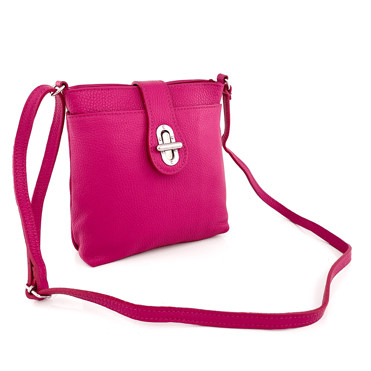 Geantă peste umăr din piele naturală Andria - fucsie