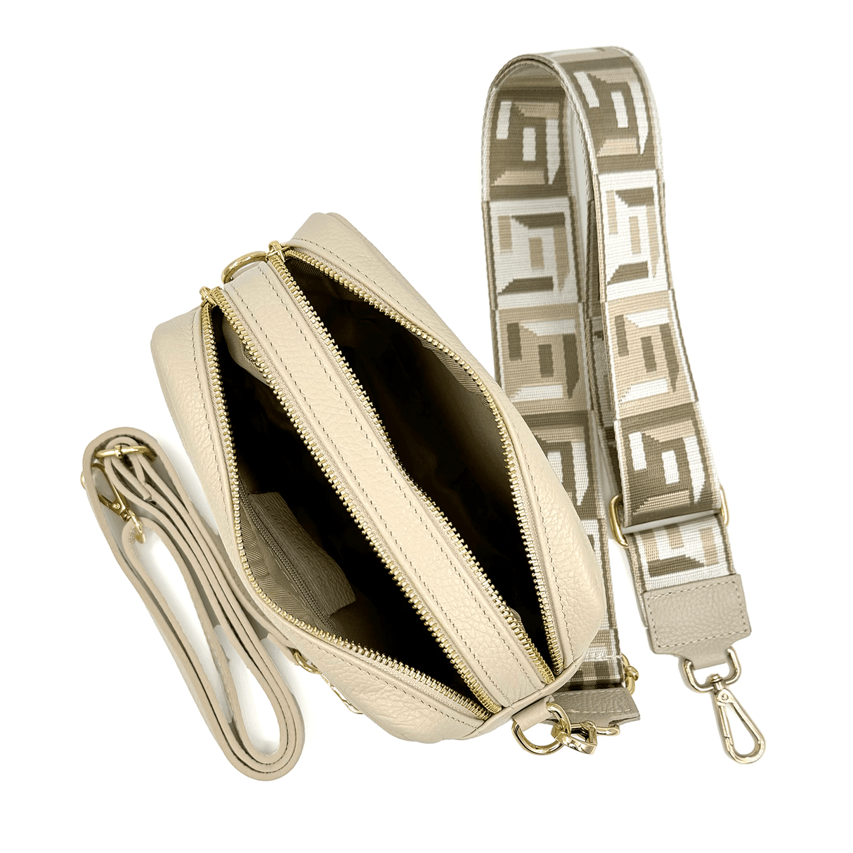 Geantă din piele naturală cu 2 mânere pentru damă Noma - bej