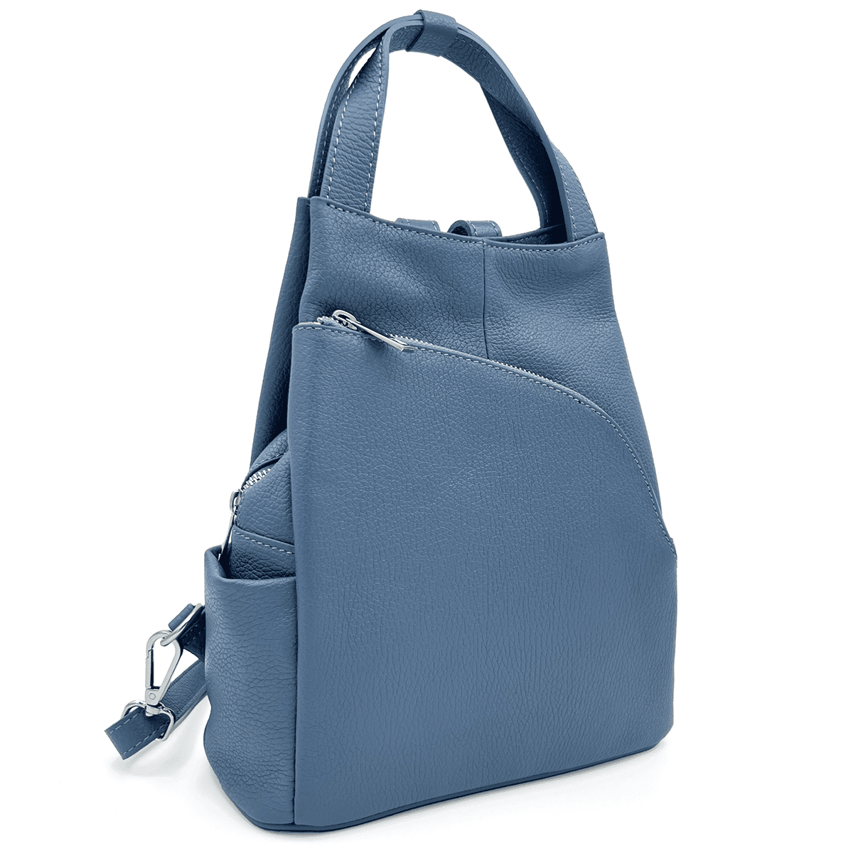 Rucsac din piele naturală Lara - albastru deschis