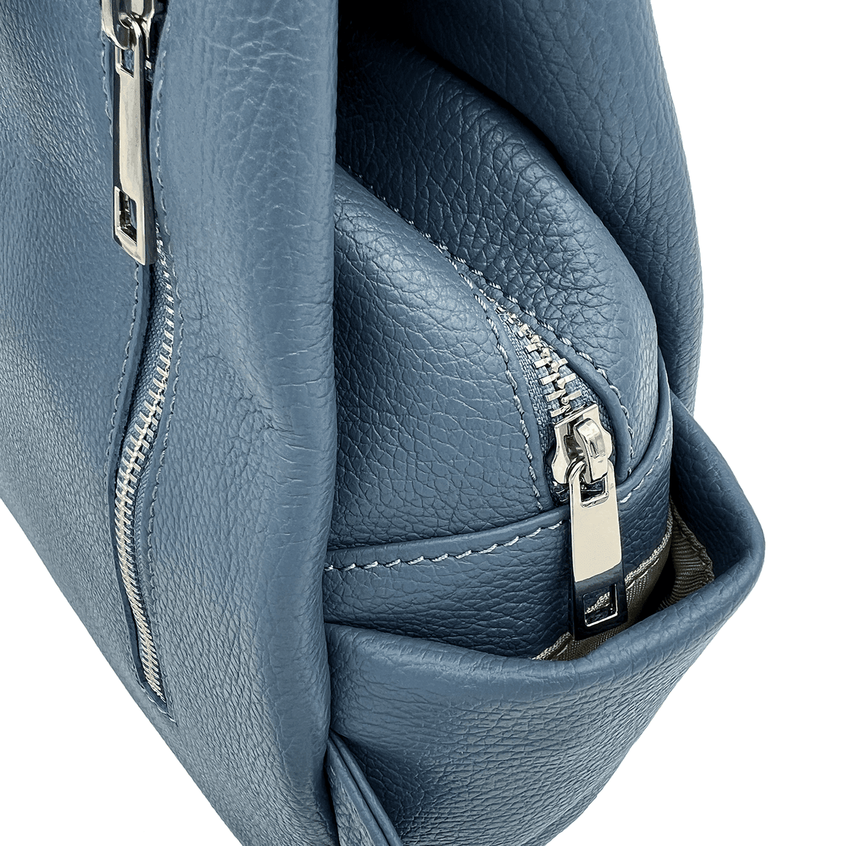 Rucsac din piele naturală Lara - albastru deschis