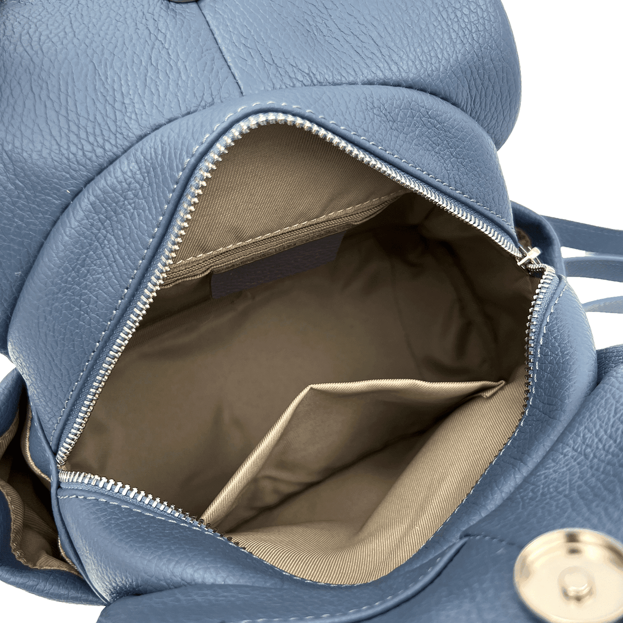 Rucsac din piele naturală Lara - albastru deschis