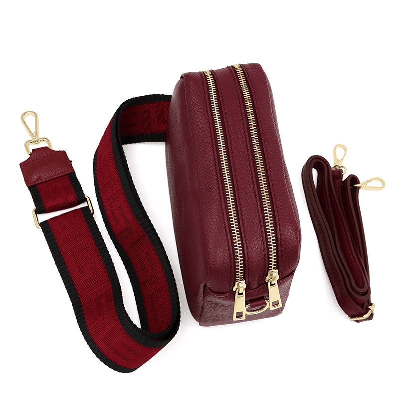 Geantă din piele naturală cu 2 mânere pentru damă Noma - bordo