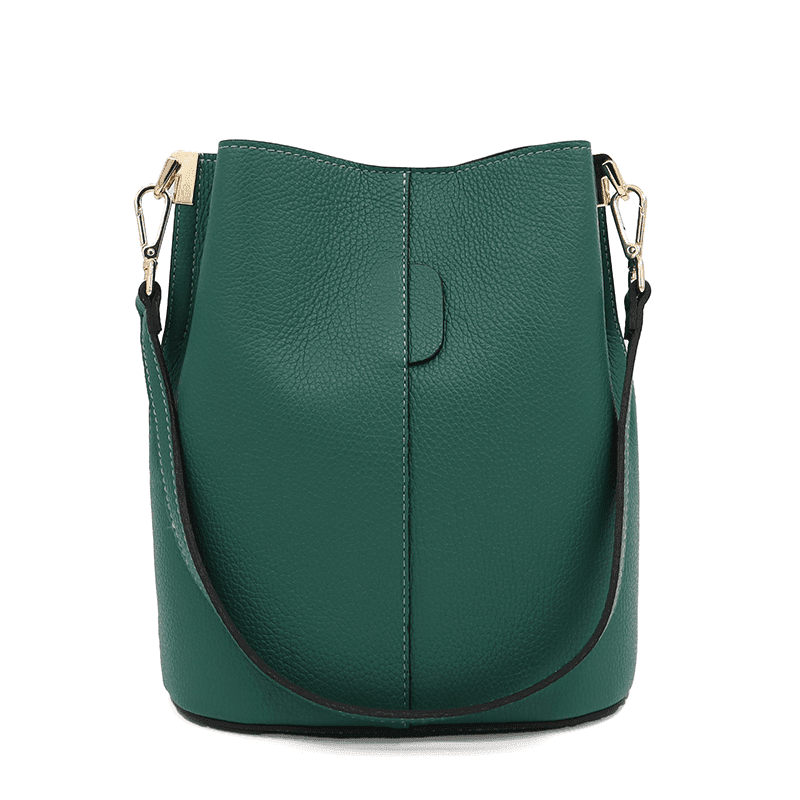 Geantă de damă din piele naturală cu 2 mânere Alba - verde închis