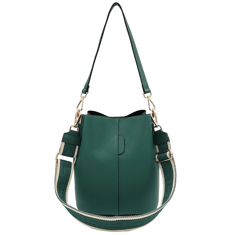 Geantă de damă din piele naturală cu 2 mânere Alba - verde închis