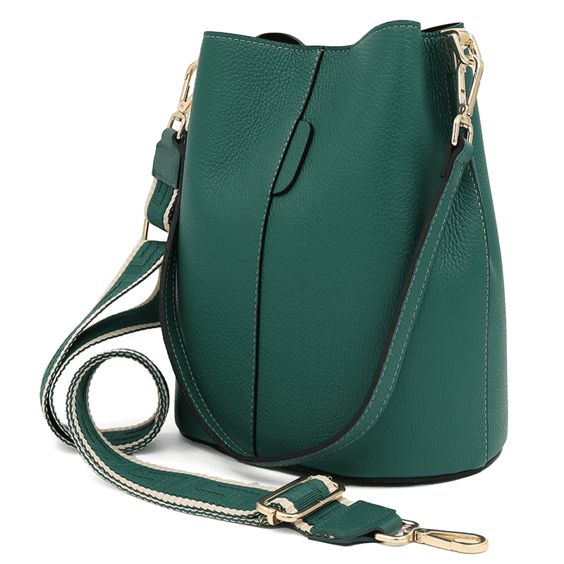 Geantă de damă din piele naturală cu 2 mânere Alba - verde închis