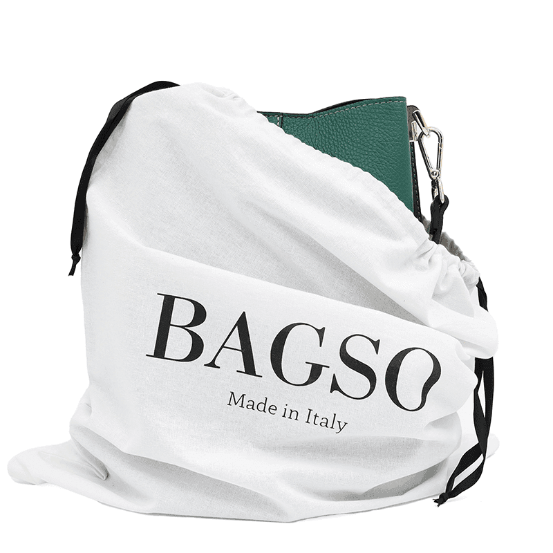 Geantă de damă din piele naturală cu 2 mânere Alba - verde închis