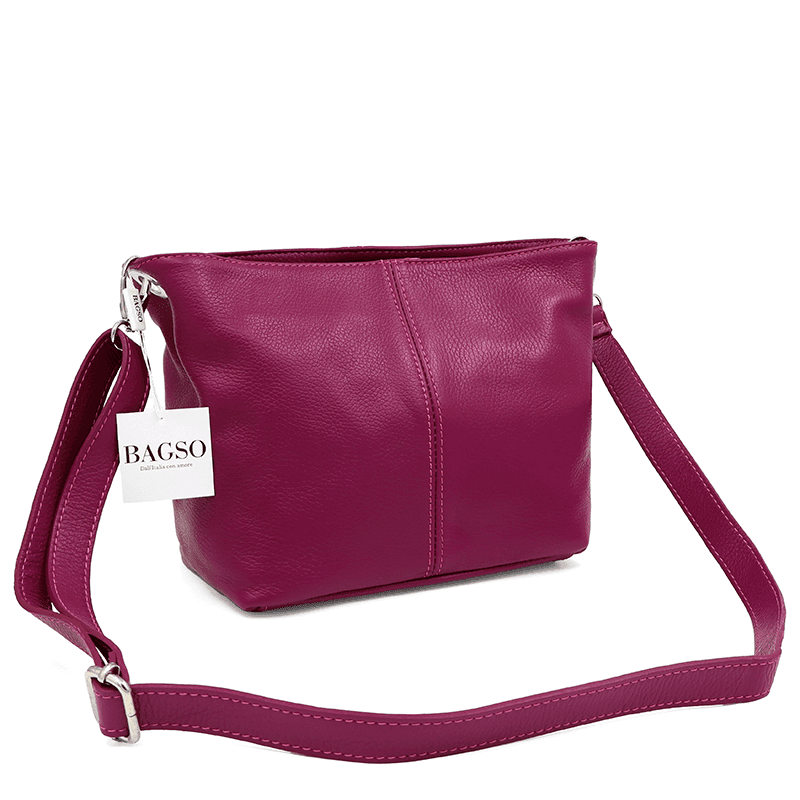 Geantă din piele naturală de umăr Kika - fucsie închis