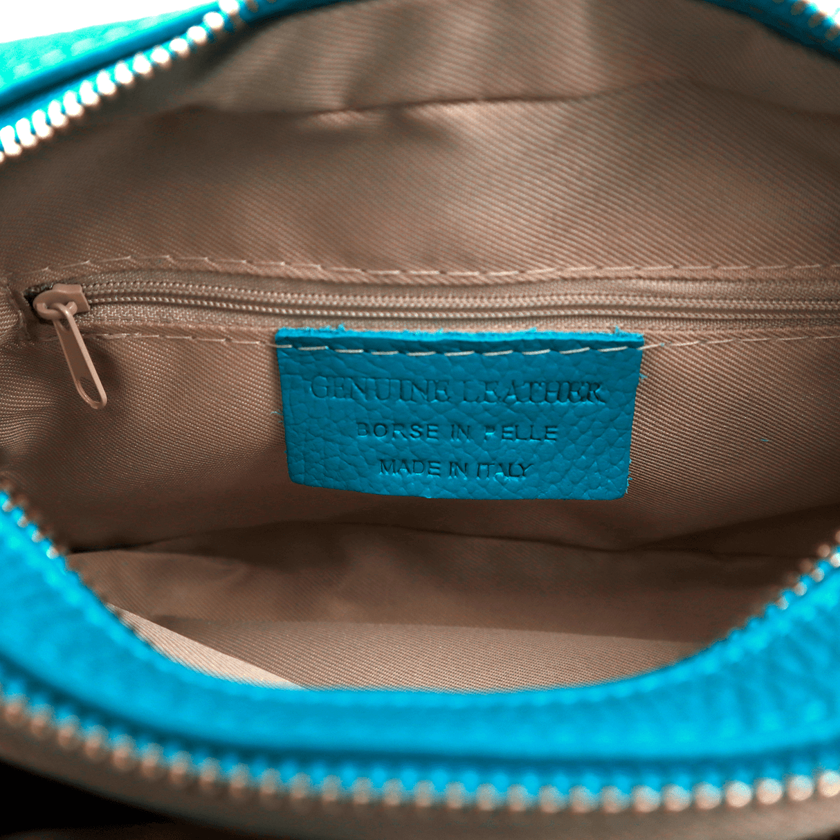 Geantă de umăr din piele naturală cu 2 mânere Noma - turcoaz