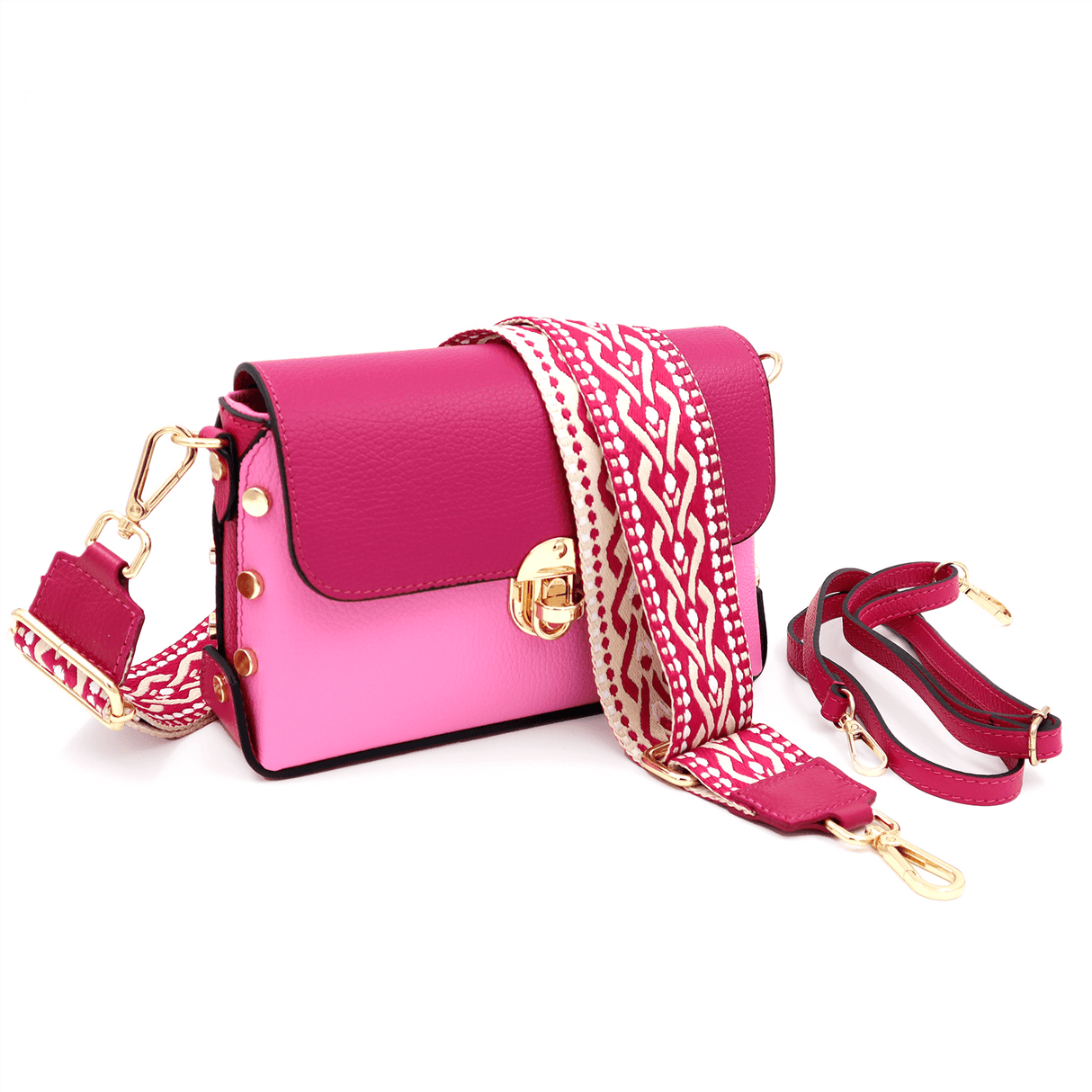 Geantă de damă din piele naturală Antoanella - roz/fucsia