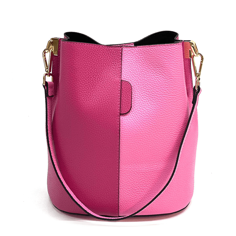 Geantă de damă din piele naturală cu 2 mânere Alba - fucsie/roz