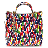 Geantă din piele naturală damă  Zaza - print colorat