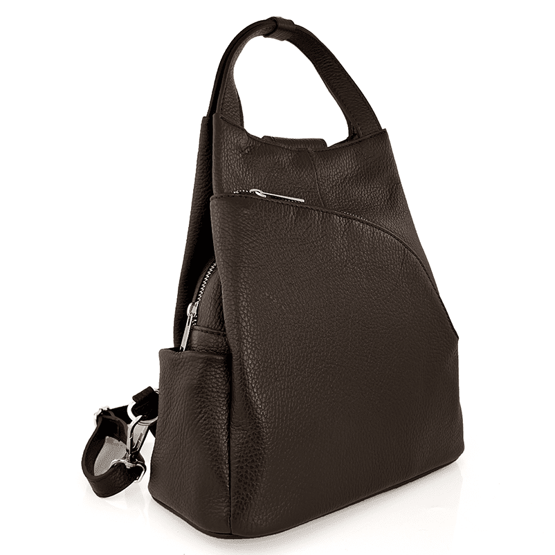 Rucsac din piele naturală Lara - maro închis