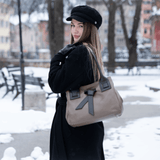 Geantă din piele naturală pentru damă Aldina - maro deschis