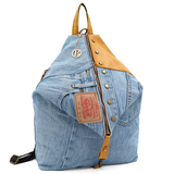 Rucsac mare Gabriela din piele naturală și denim – muștar