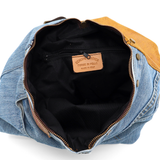 Rucsac mare Gabriela din piele naturală și denim – muștar