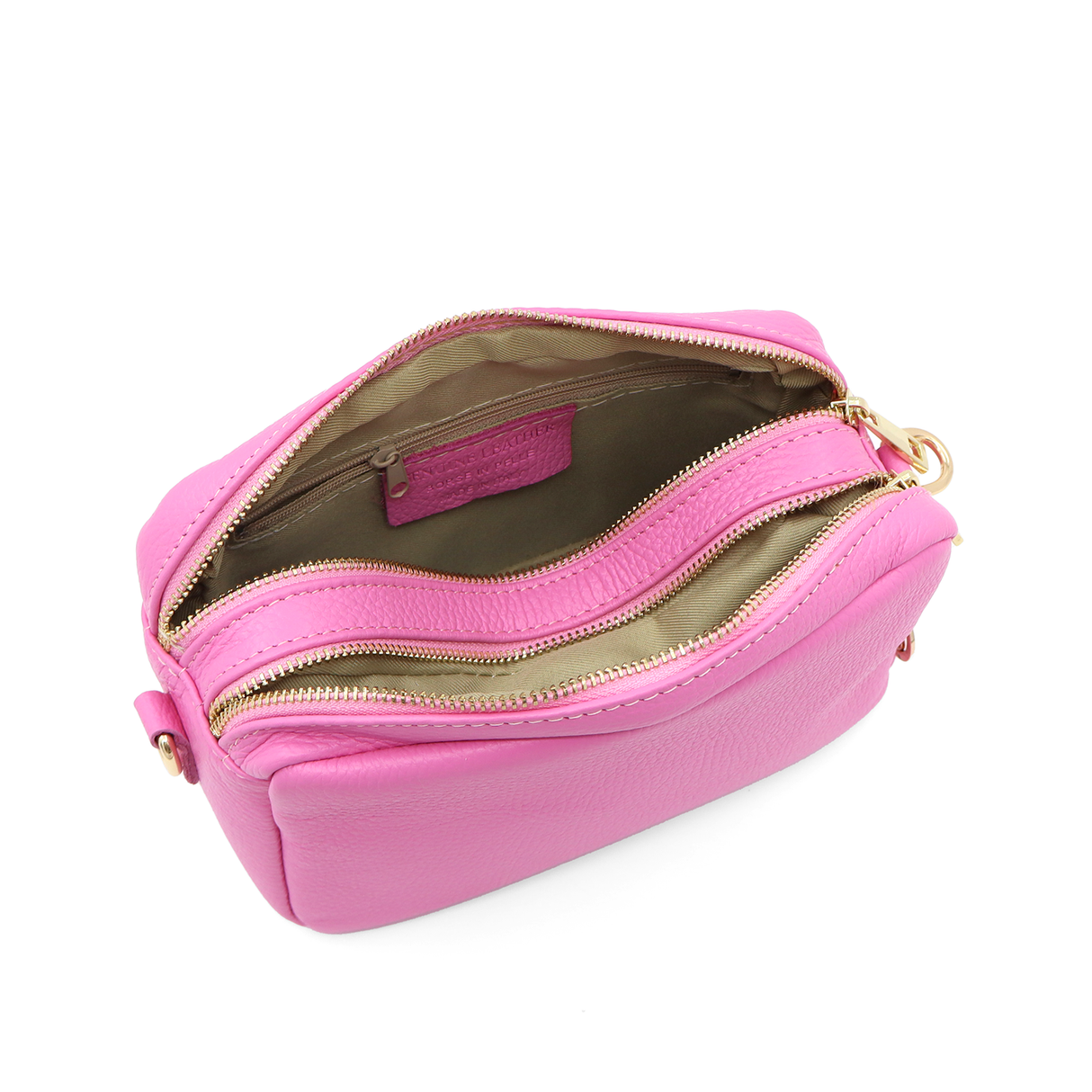 Geantă de umăr din piele naturală cu 2 mânere - roz/fucsia