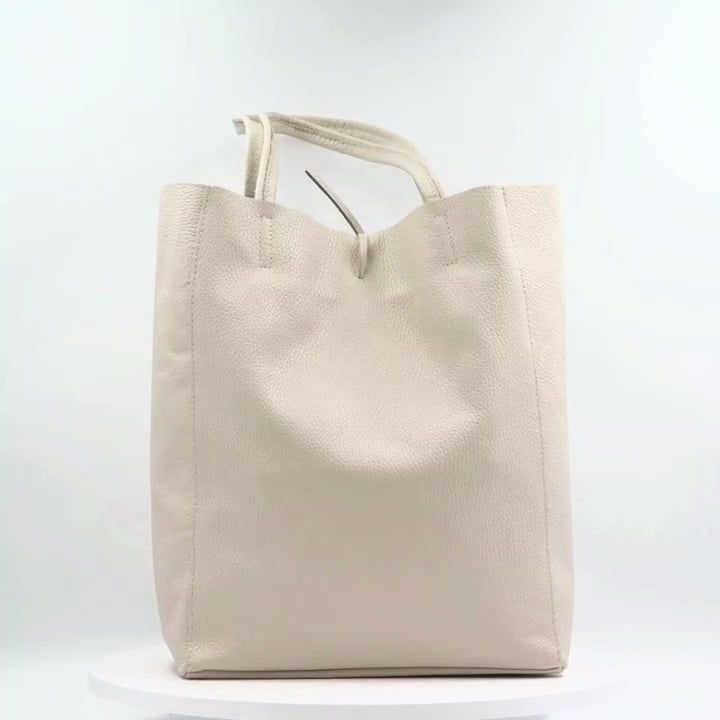 Geantă tip shopper din piele naturală Sienna - roz
